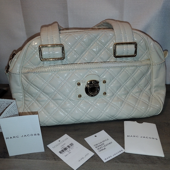 Marc Jacobs Handbags - Marc Jacobs Women's Quilted Goat Leather Bowler Bag In Chalk Tags Included